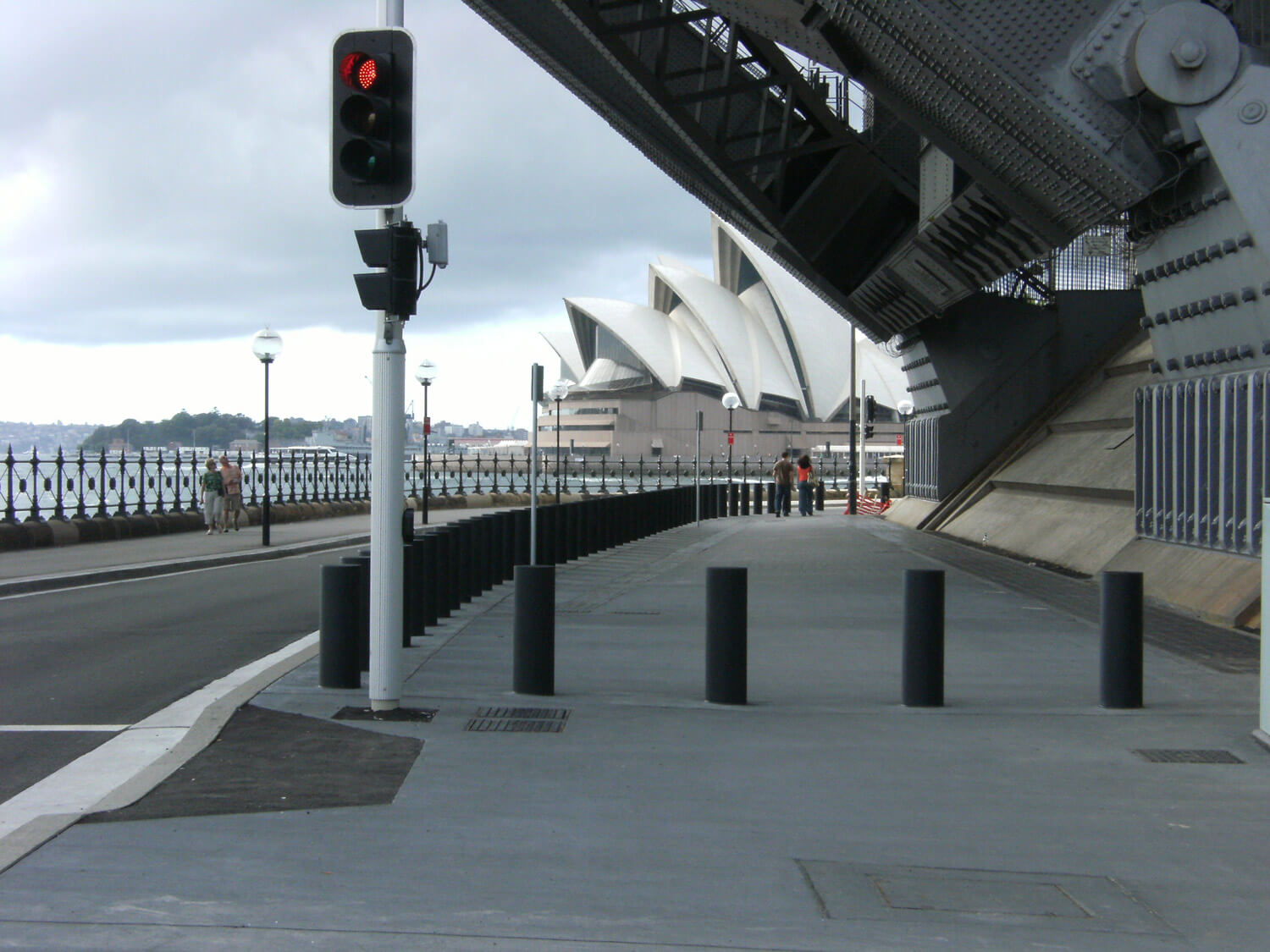 Retractable PAS68 bollards on sidewalk in Sydney
